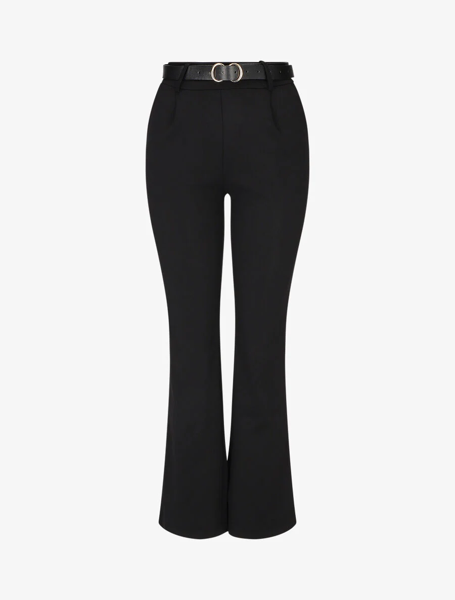 Pantalon à pince droit uni - Noir