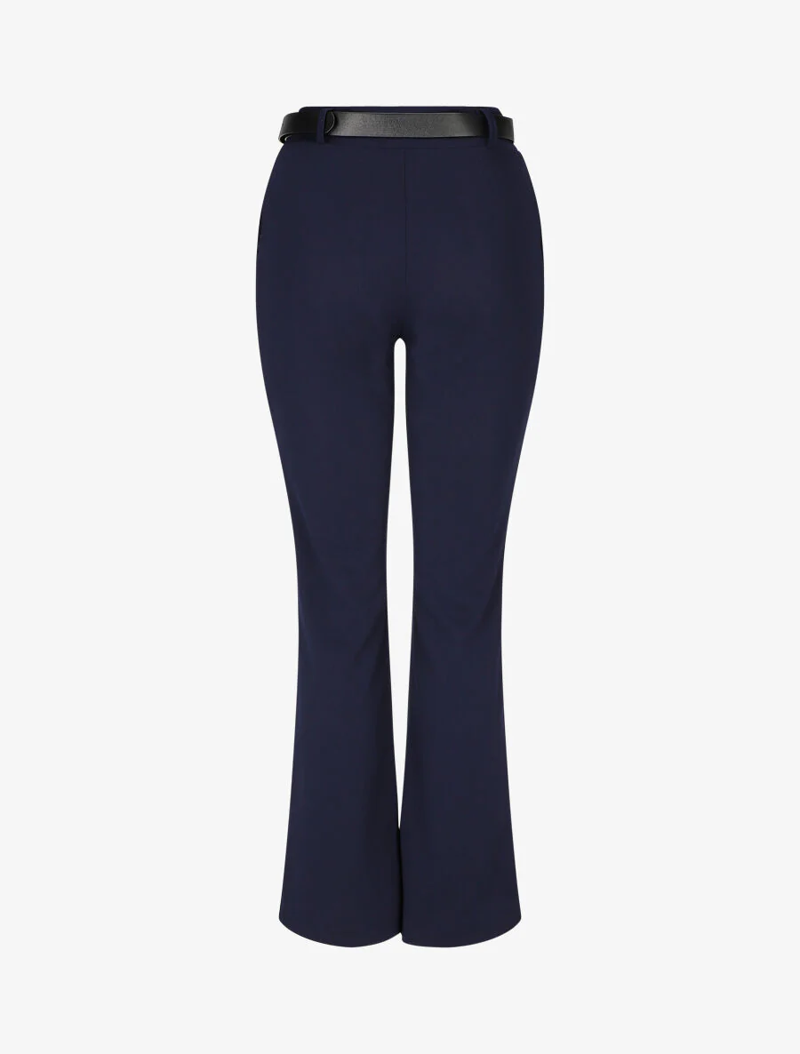 Pantalon à pince droit uni - Marine - Image 2