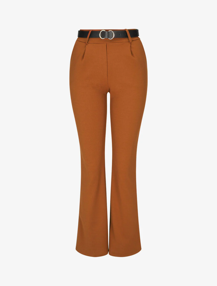 Pantalon à pince droit uni - Camel