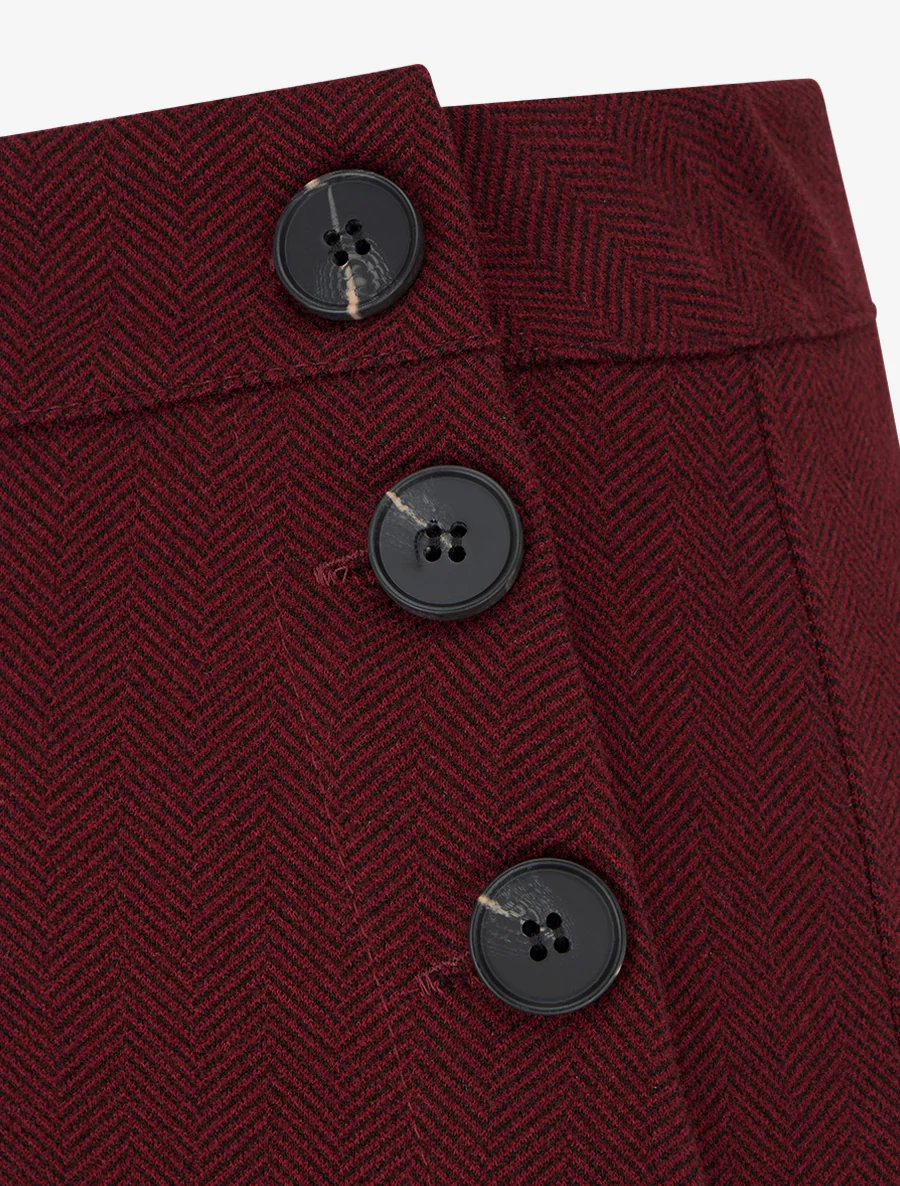 Pantalon à pont droit imprimé chevron - Bordeaux - Image 3