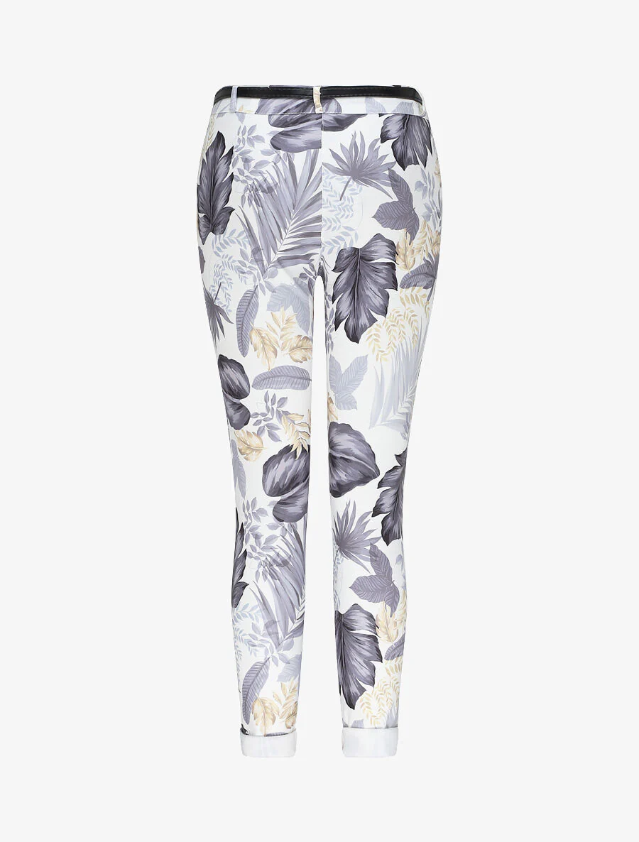 Pantalon à revers imprimé feuilles - Gris anthracite - Image 2