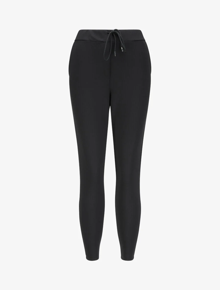 Pantalon à taille élastiquée et liens à nouer - Noir
