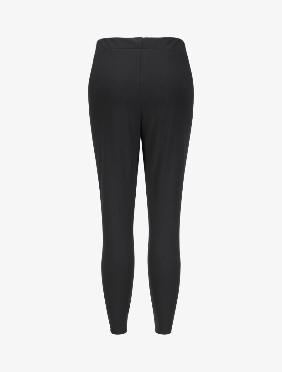 Pantalon à taille élastiquée et liens à nouer - Noir - Image 2