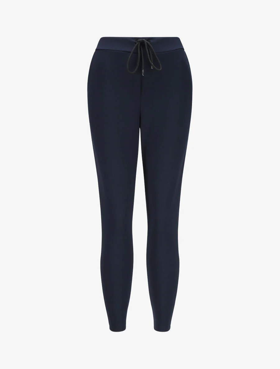 Pantalon à taille élastiquée et liens à nouer - Marine