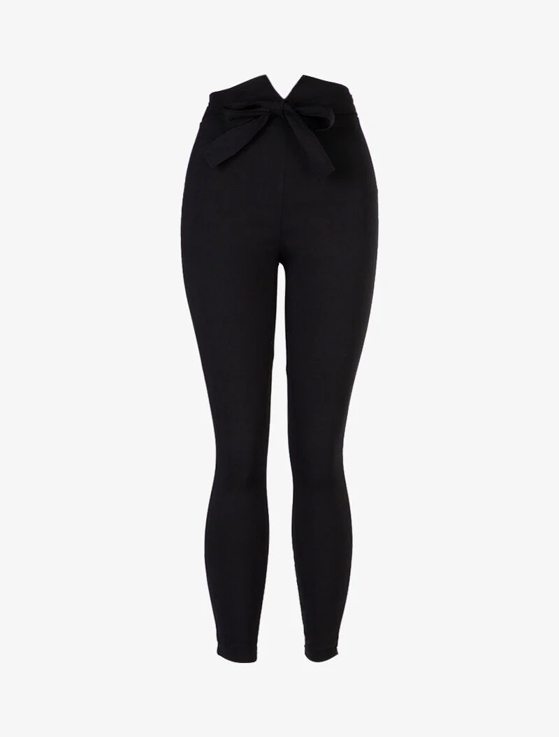 Pantalon à taille empire fendue - noir