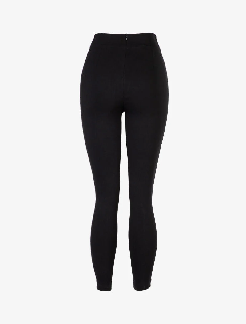 Pantalon à taille empire fendue - noir - Image 2