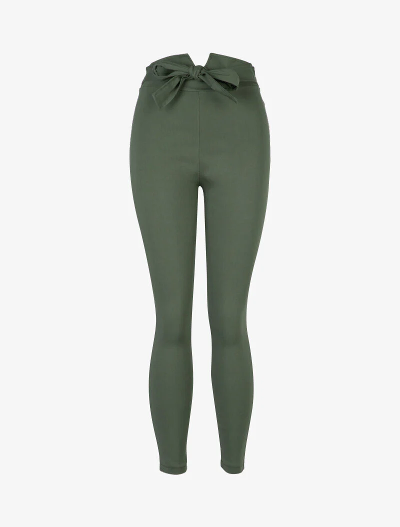 Pantalon à taille empire fendue - kaki