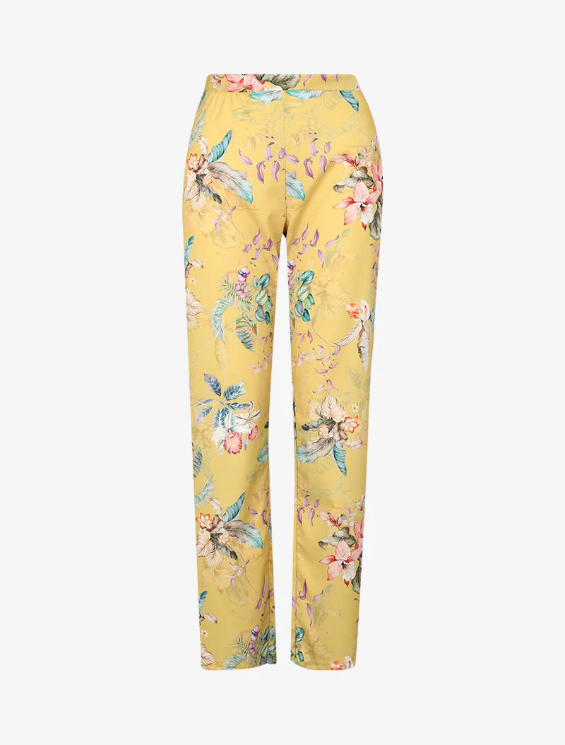 Pantalon ajouré à imprimés - Jaune