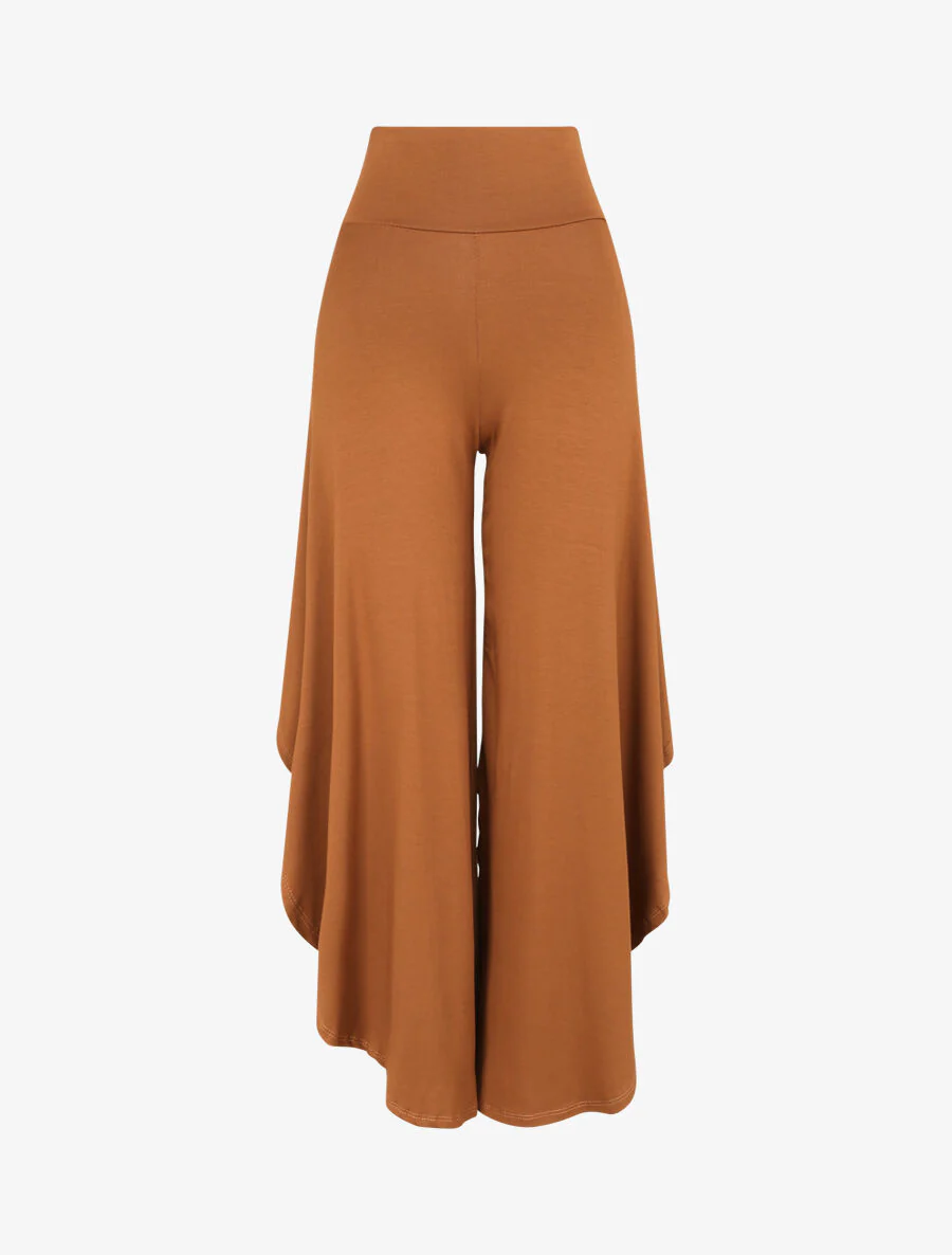 Pantalon ample à bords asymétriques - Camel
