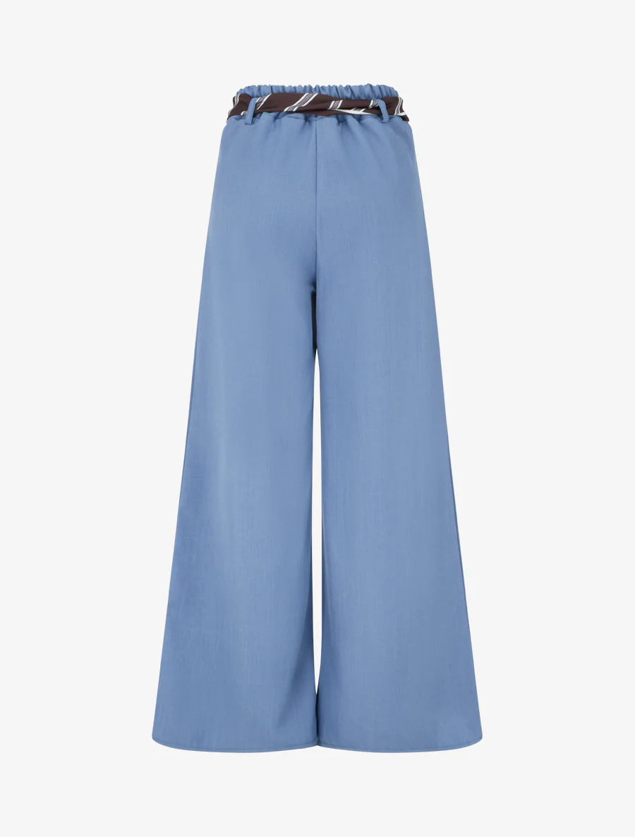 Pantalon ample à ceinture style foulard - Bleu clair - Image 2