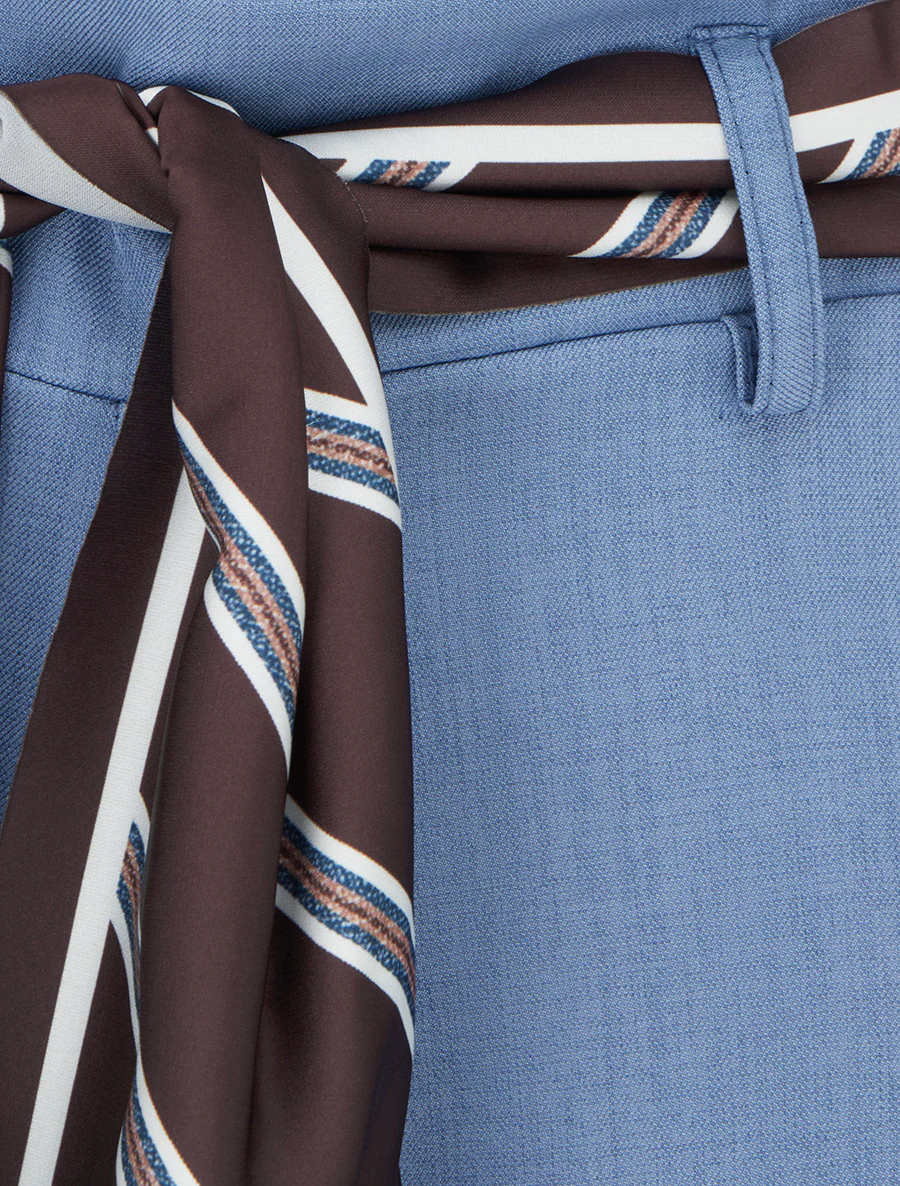 Pantalon ample à ceinture style foulard - Bleu clair - Image 3