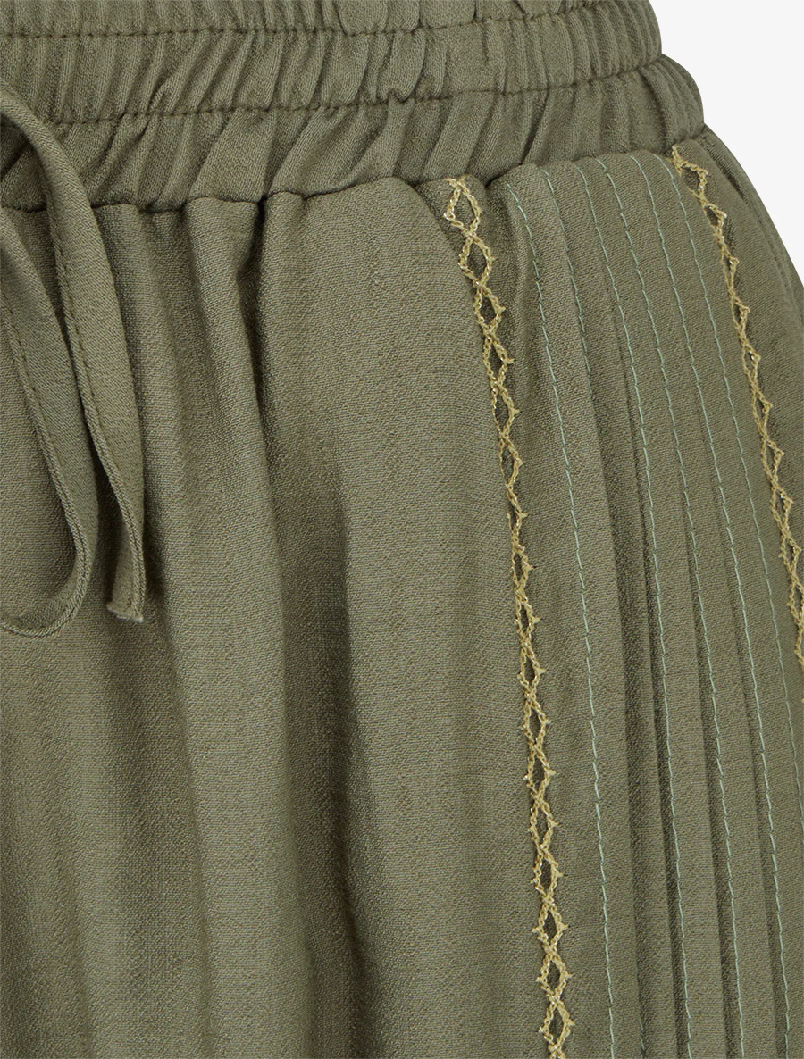 Pantalon ample à détail plissé - Kaki - Image 3