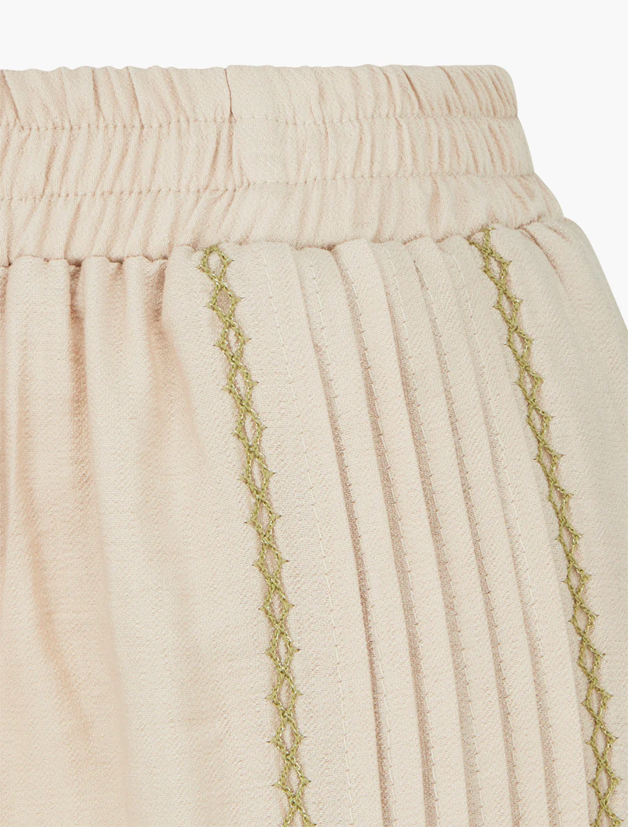 Pantalon ample à détail plissé - Beige - Image 3