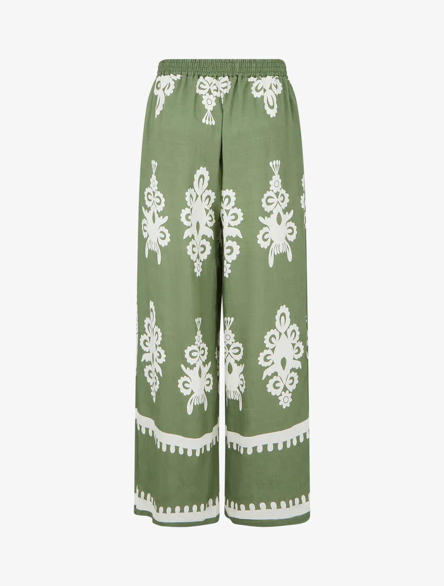 Pantalon ample à imprimé arabesque - Kaki - Image 2