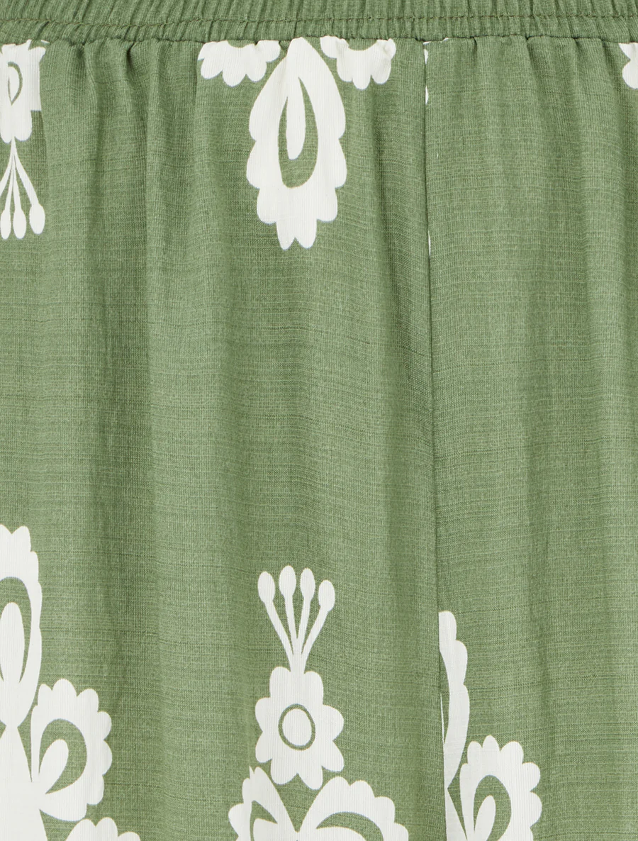 Pantalon ample à imprimé arabesque - Kaki - Image 3