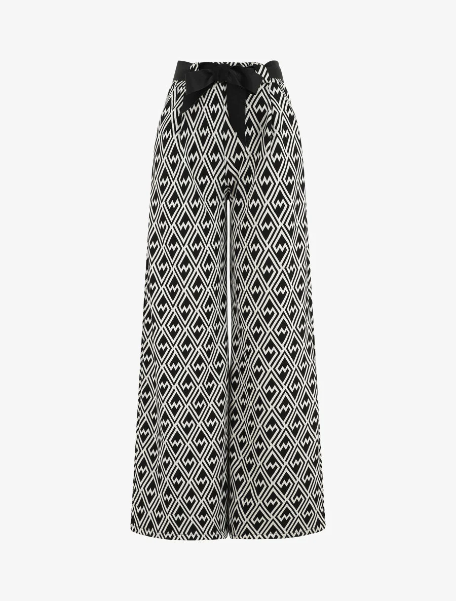 Pantalon ample à imprimé graphique - Noir
