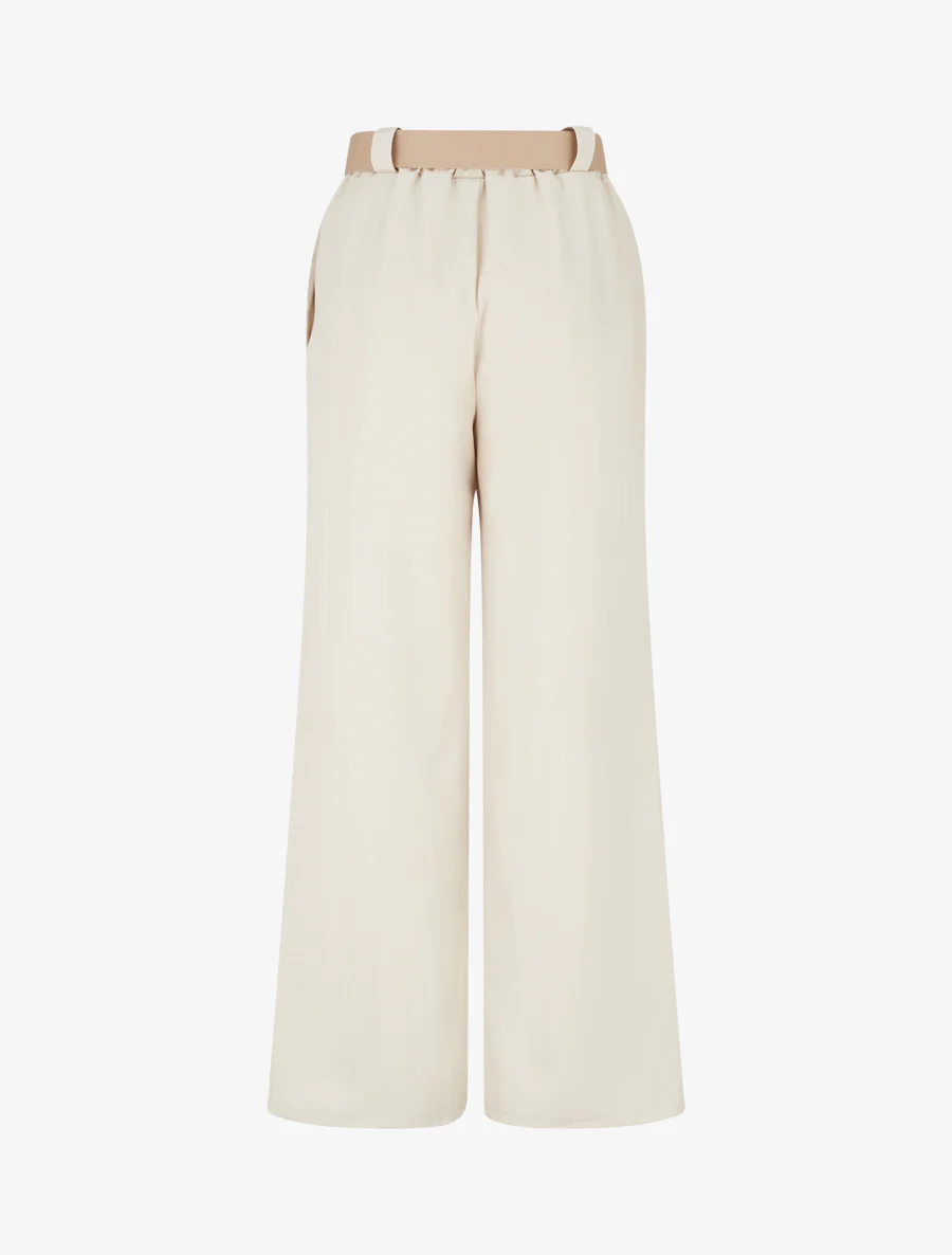 Pantalon ample à motif rayé - Beige - Image 2