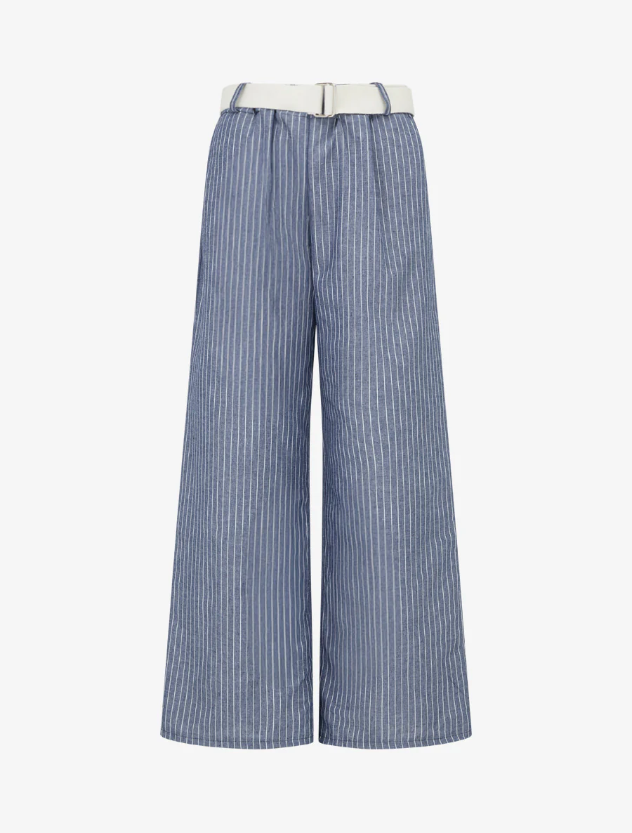 Pantalon ample à rayures - Bleu