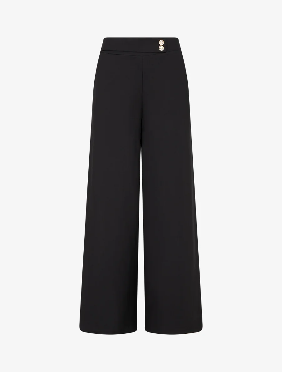 Pantalon ample à sangle et boutons - Noir