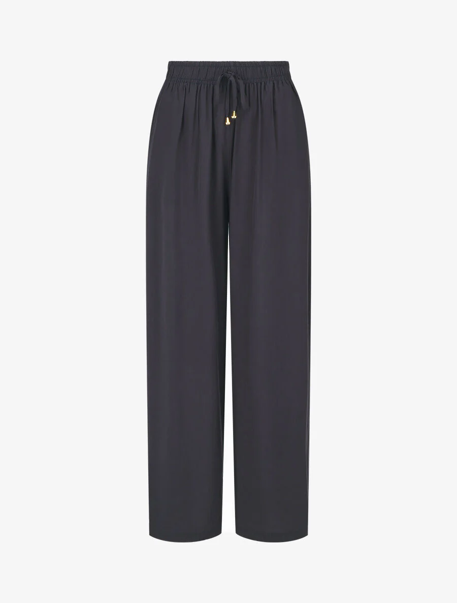 Pantalon ample à taille élastiquée - Marine