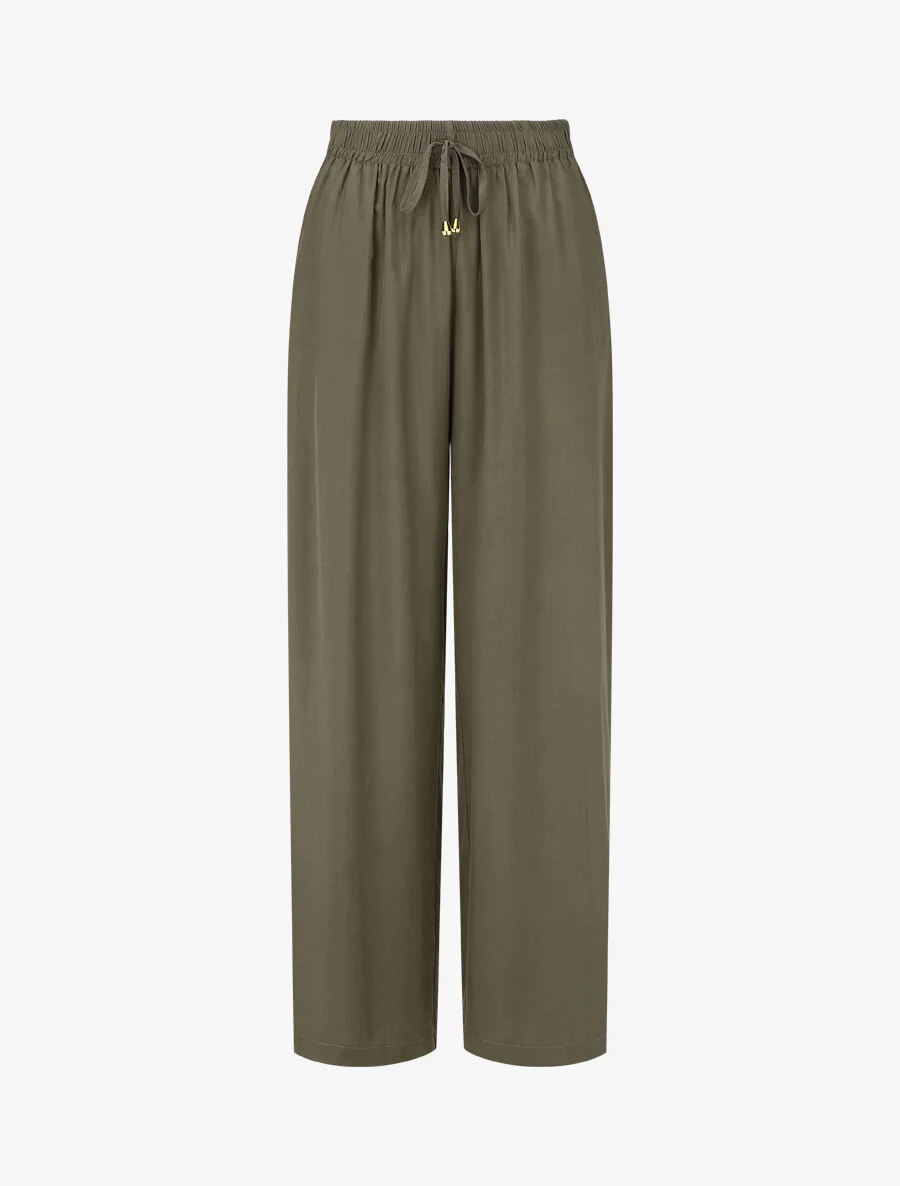 Pantalon ample à taille élastiquée - Kaki