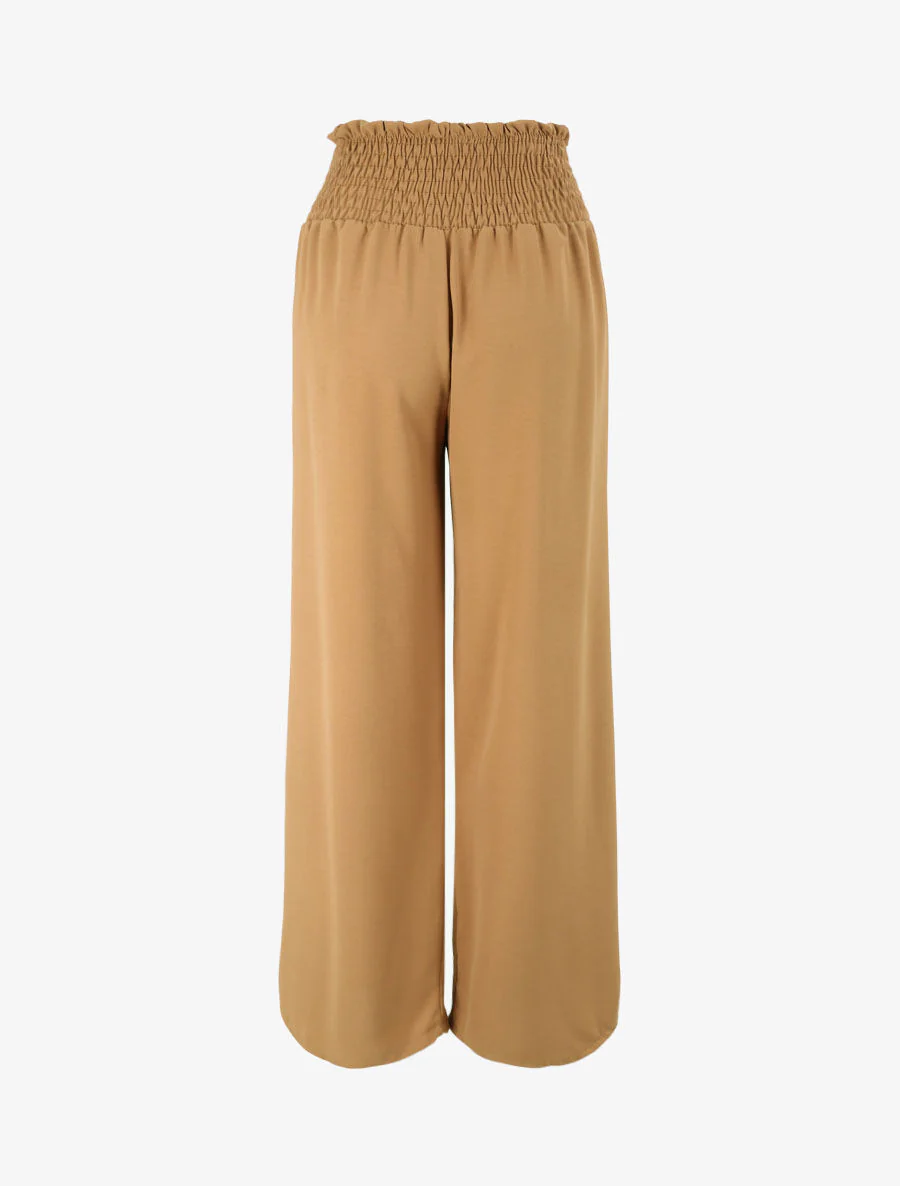 Pantalon ample à taille élastiquée - Camel - Image 2