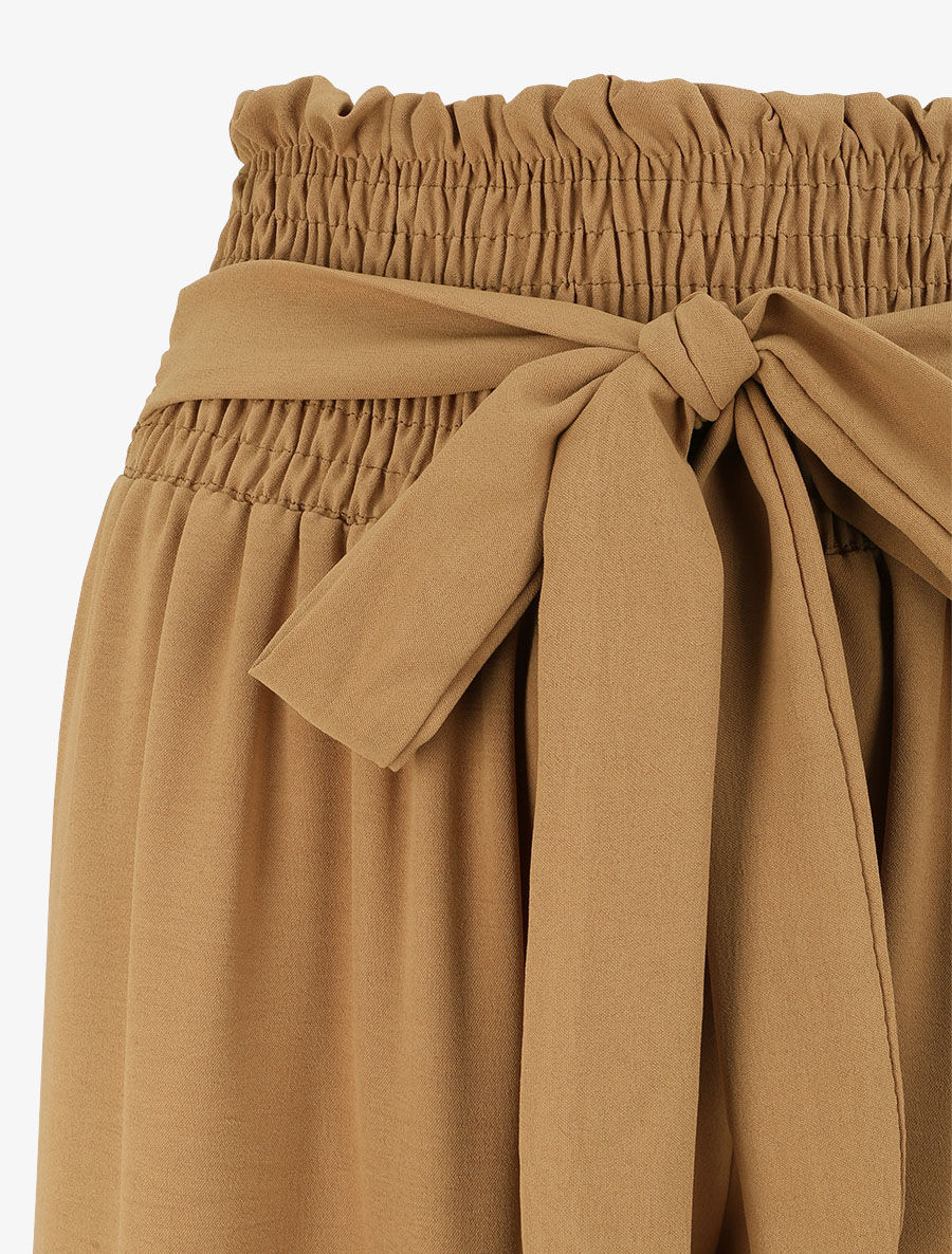 Pantalon ample à taille élastiquée - Camel - Image 3
