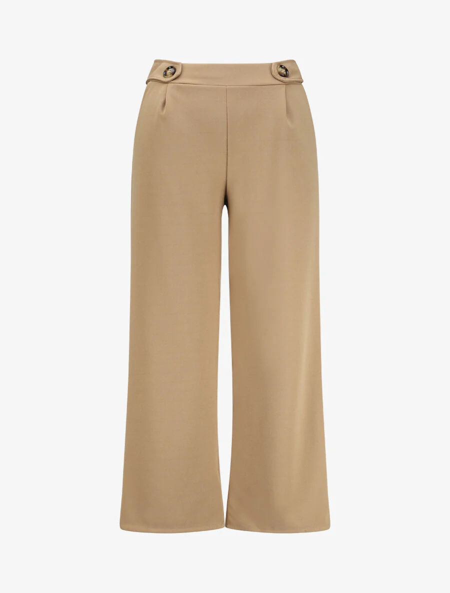 Pantalon ample à taille élastiquée - Camel