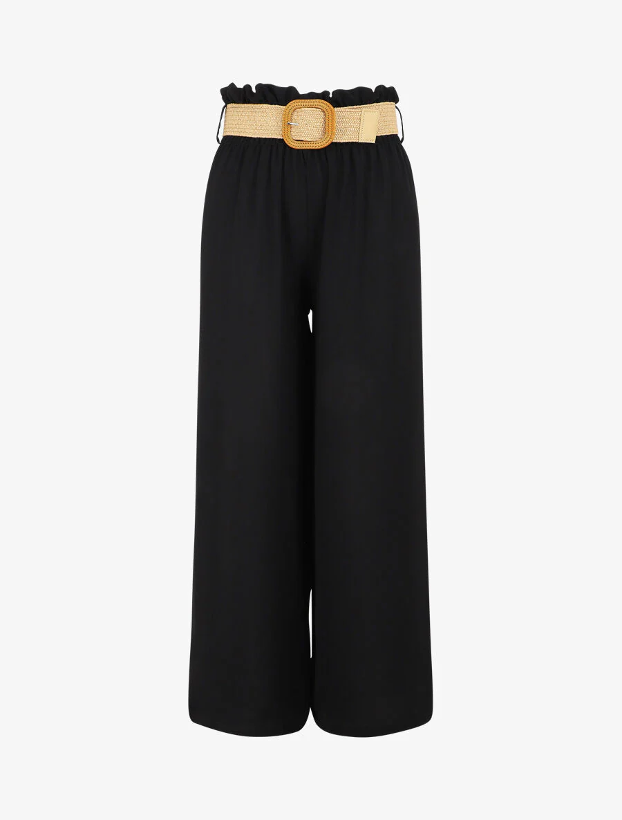 Pantalon ample à taille élastiquée - Noir