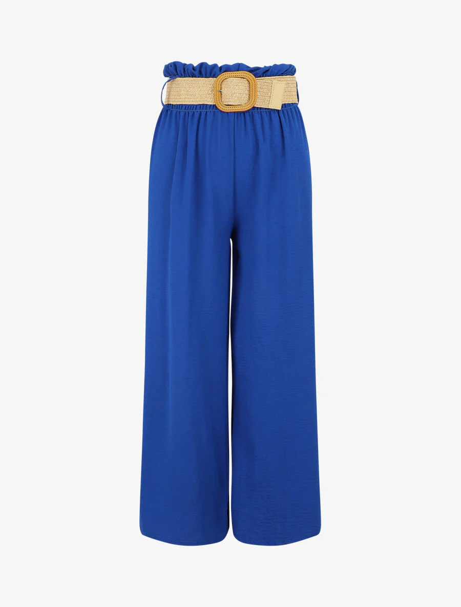 Pantalon ample à taille élastiquée - Bleu électrique
