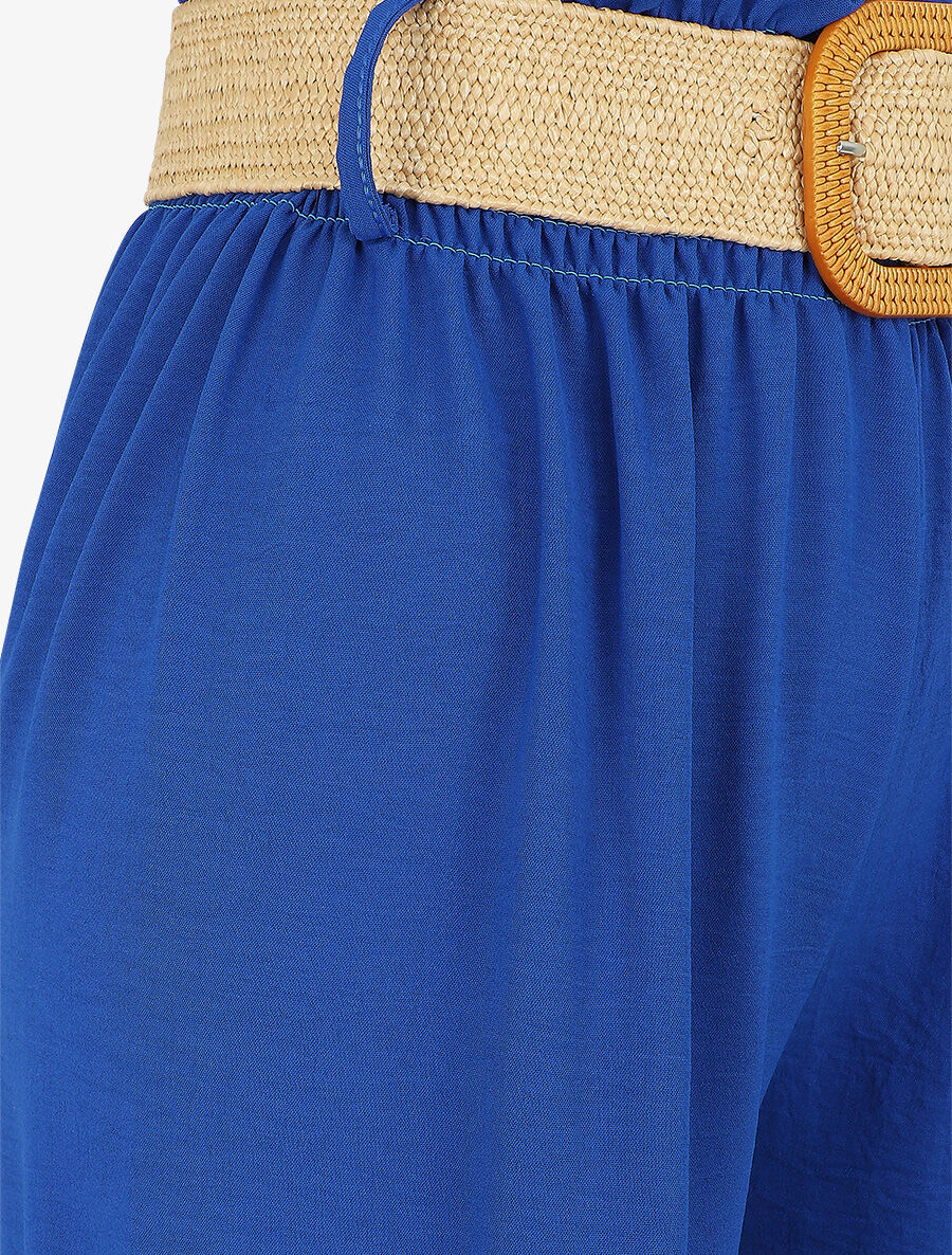 Pantalon ample à taille élastiquée - Bleu électrique - Image 3