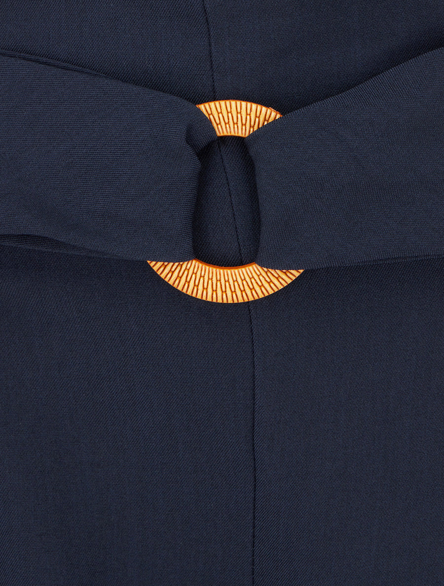Pantalon ample à taille haute à boucle fantaisie - Marine - Image 3