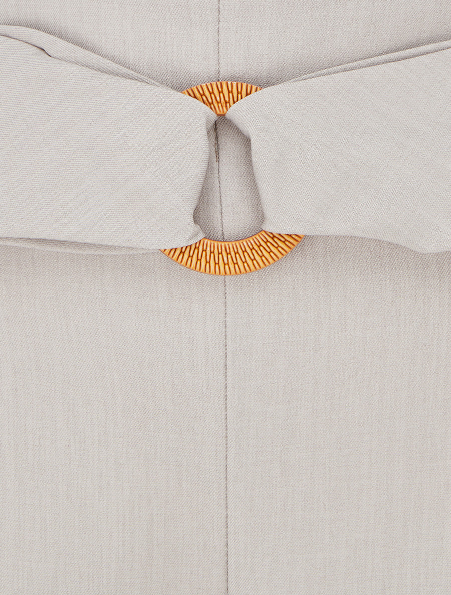 Pantalon ample à taille haute à boucle fantaisie - Beige - Image 3