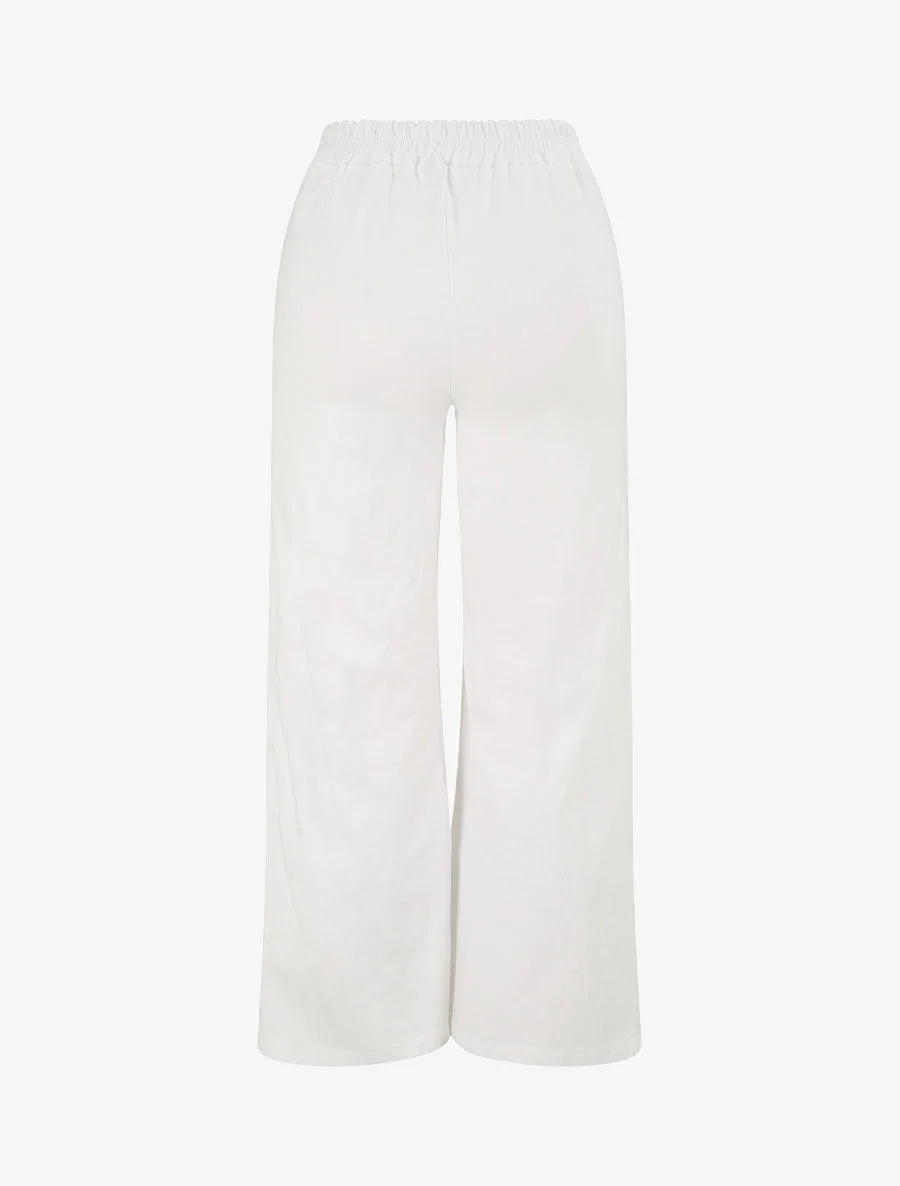 Pantalon ample coupe droite - Blanc - Image 2