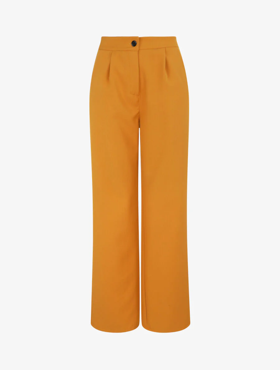Pantalon ample coupe droite - Jaune moutarde