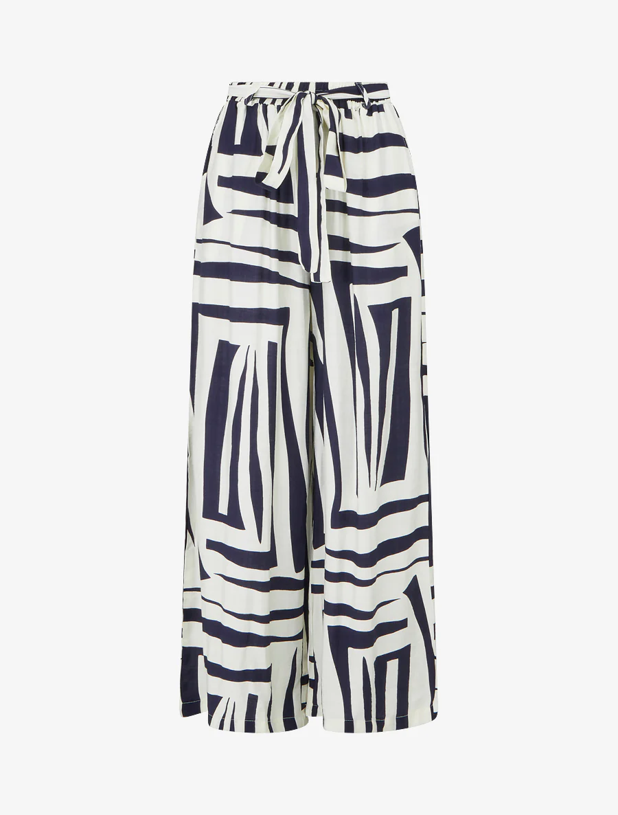 Pantalon ample élastiqué à imprimé graphique - Marine