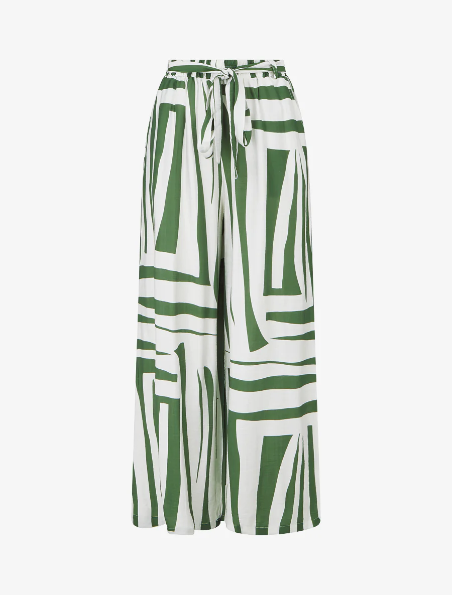 Pantalon ample élastiqué à imprimé graphique - Kaki