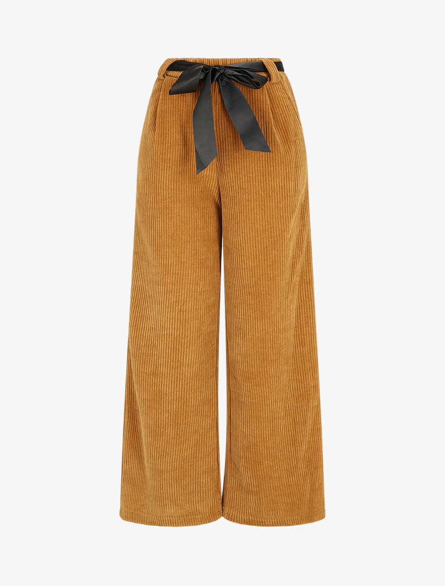 Pantalon ample en velours côtelé - Camel