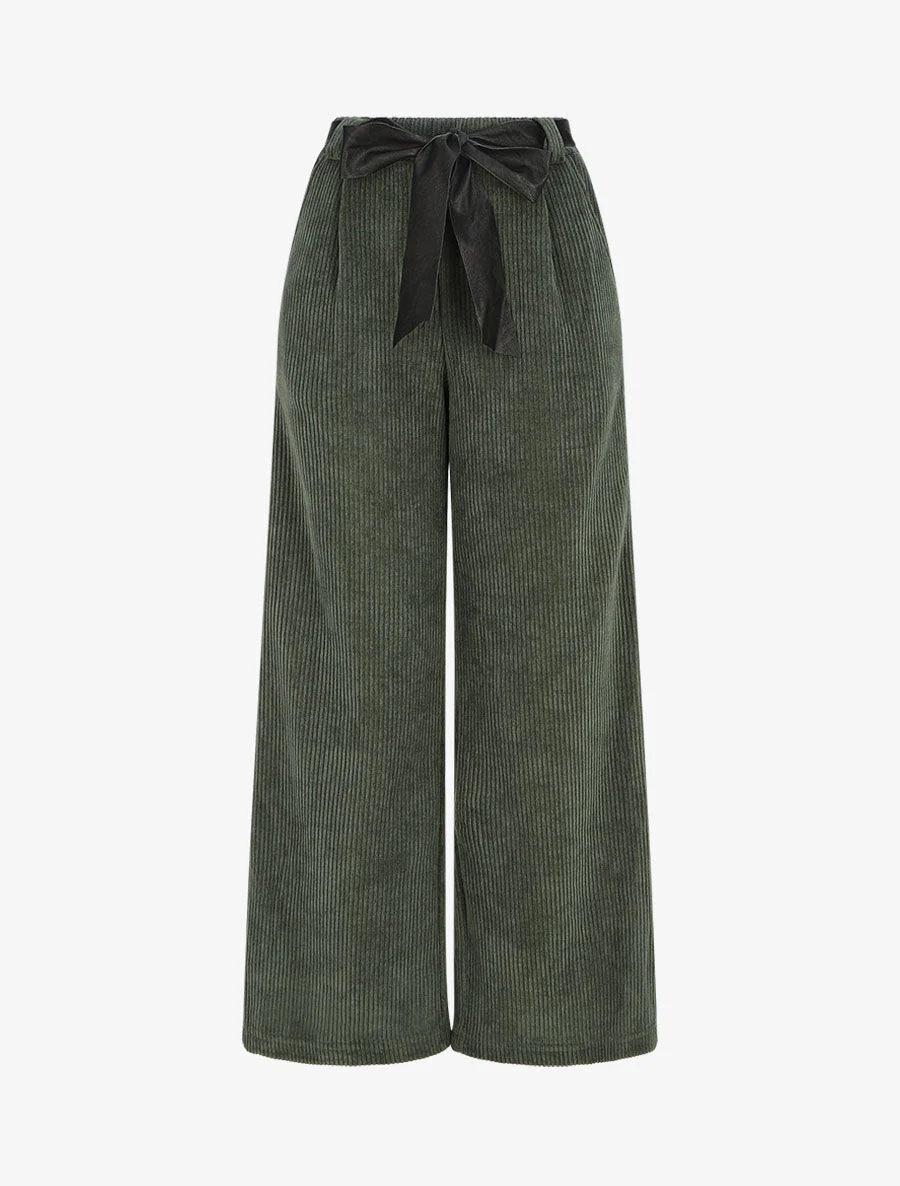 Pantalon ample en velours côtelé - Vert
