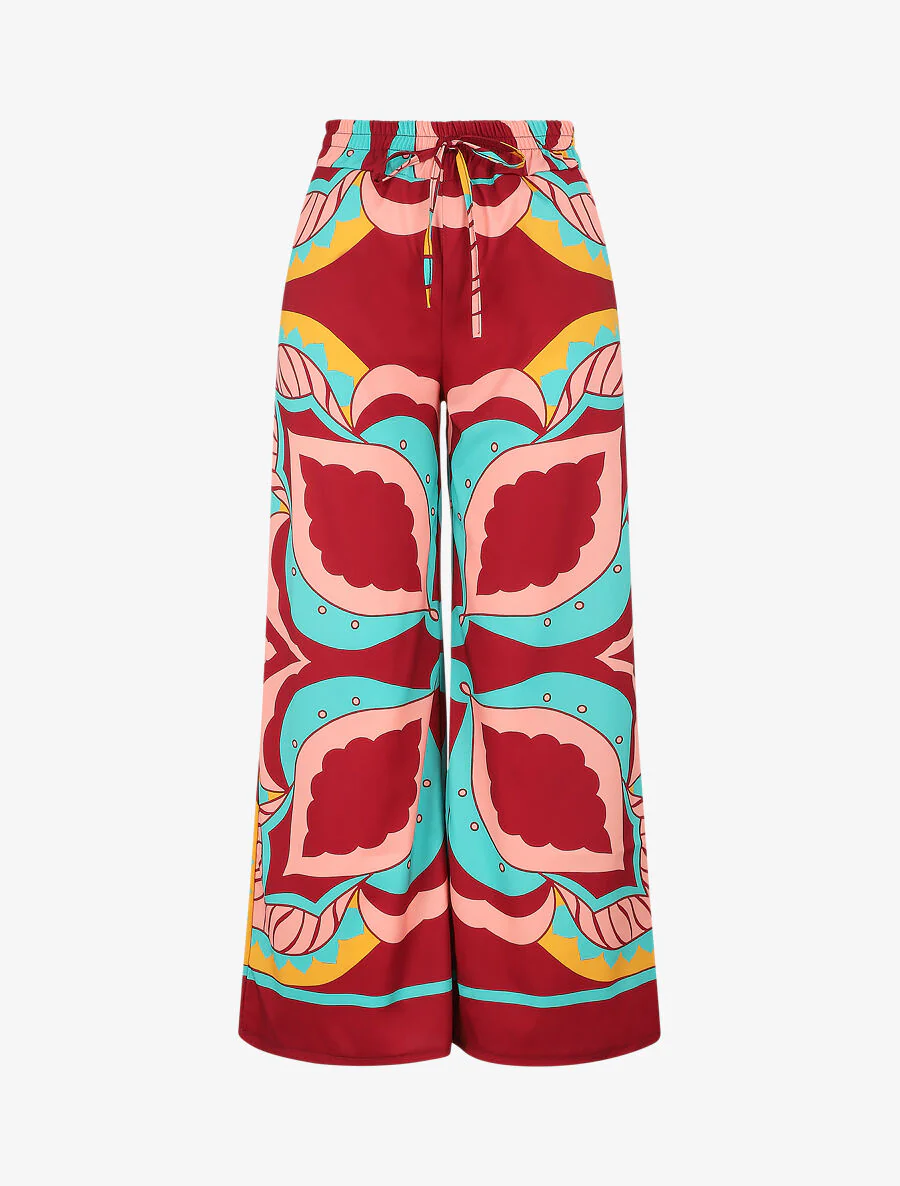 Pantalon ample imprimé 70's - Bordeaux