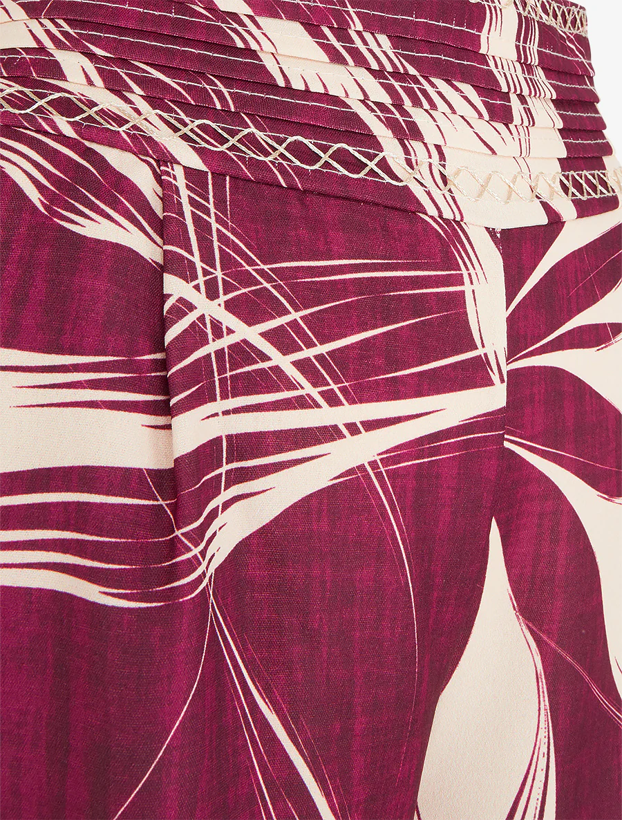 Pantalon ample imprimé feuillage - Prune - Image 3