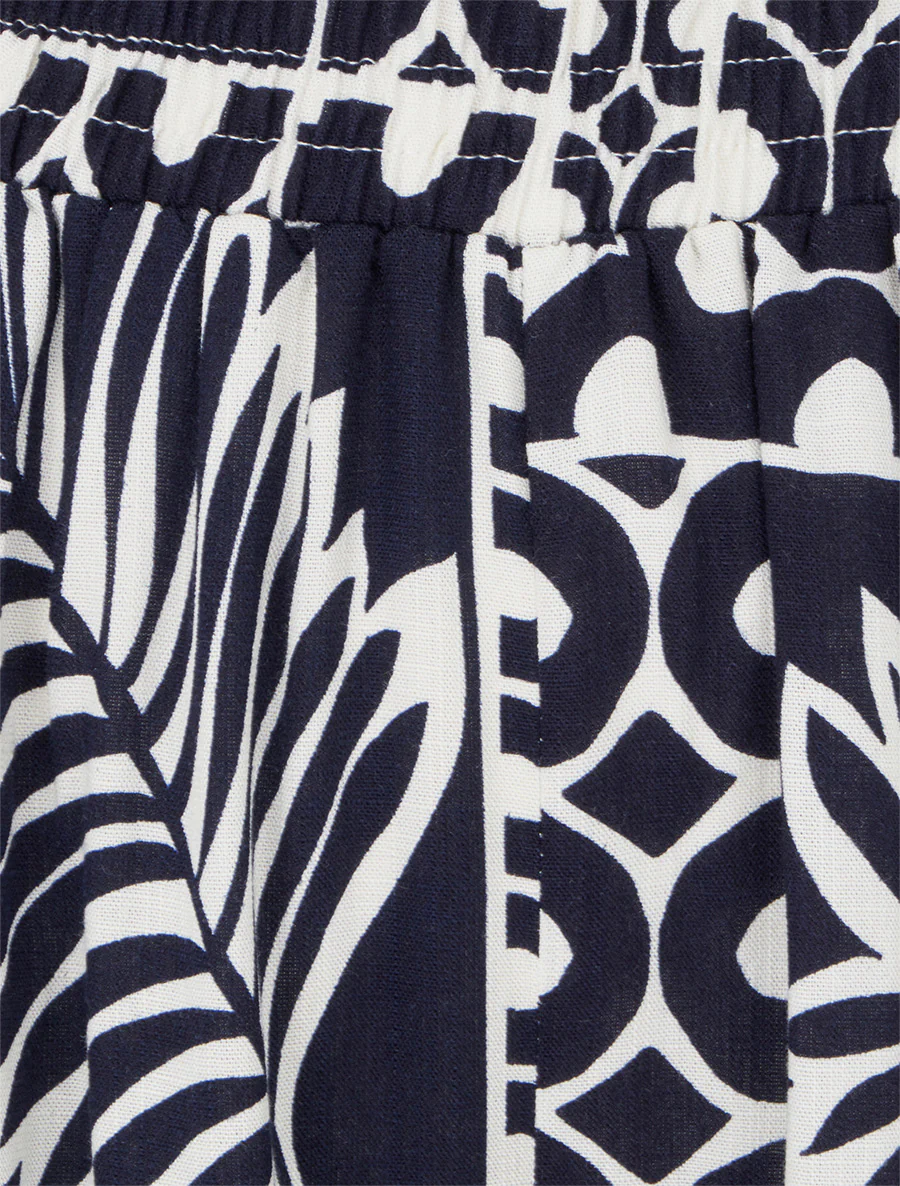 Pantalon ample imprimé feuille de palmier - Marine - Image 3