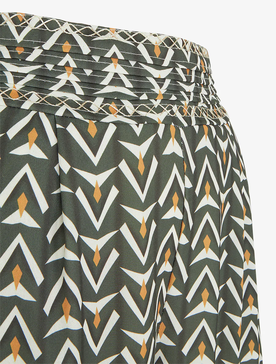 Pantalon ample imprimé géométrique - Kaki - Image 3