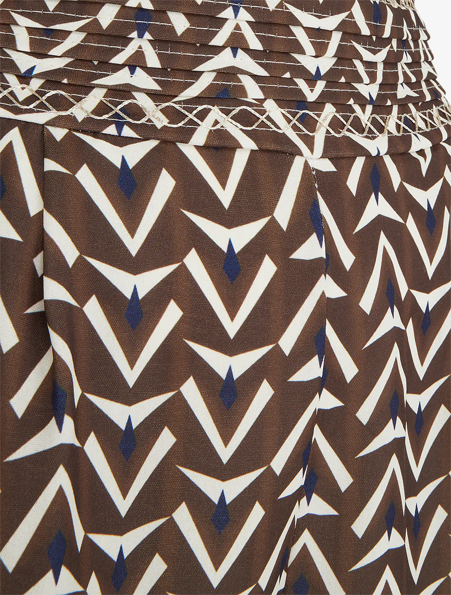 Pantalon ample imprimé géométrique - Marron - Image 3