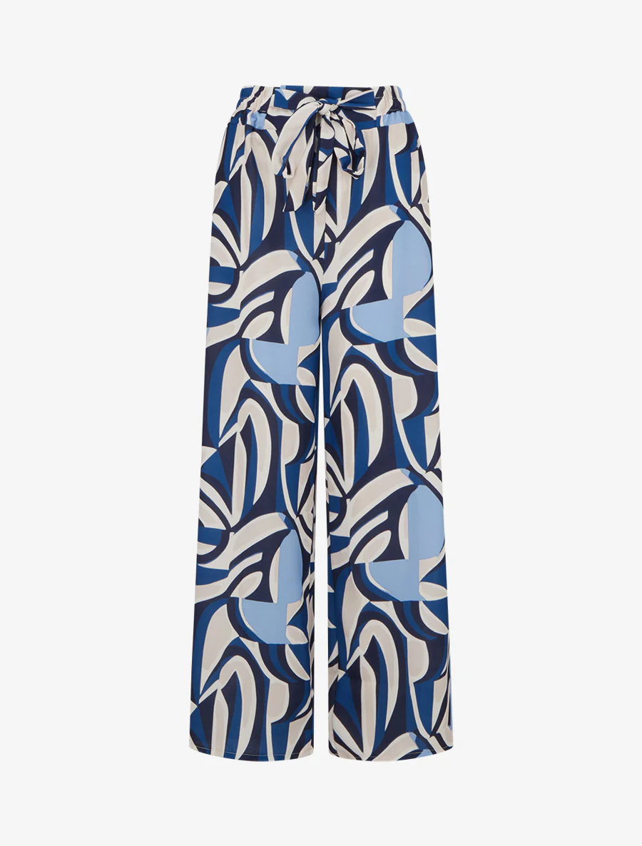 Pantalon ample imprimé graphique - Bleu