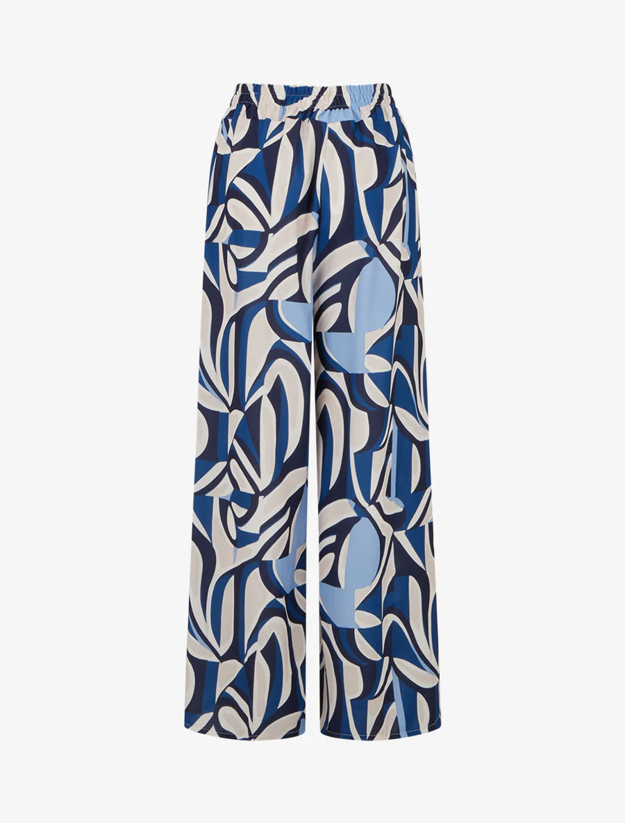 Pantalon ample imprimé graphique - Bleu - Image 2