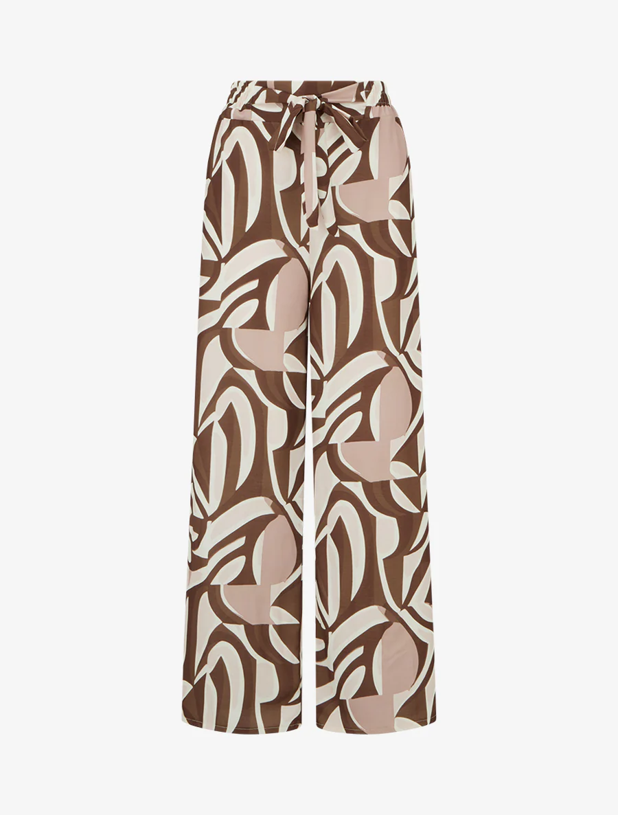 Pantalon ample imprimé graphique - Marron