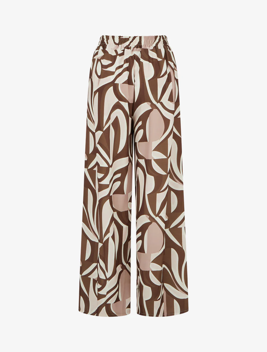 Pantalon ample imprimé graphique - Marron - Image 2