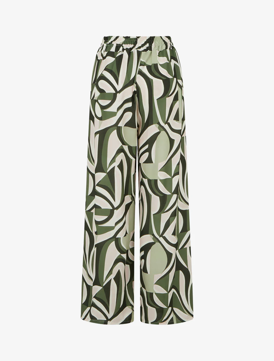 Pantalon ample imprimé graphique - Kaki - Image 2