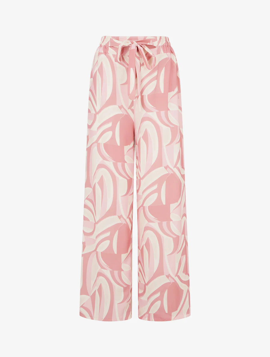 Pantalon ample imprimé graphique - Rose